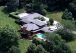 Top view of luxury house with garden